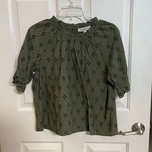 Loft petite small green blouse